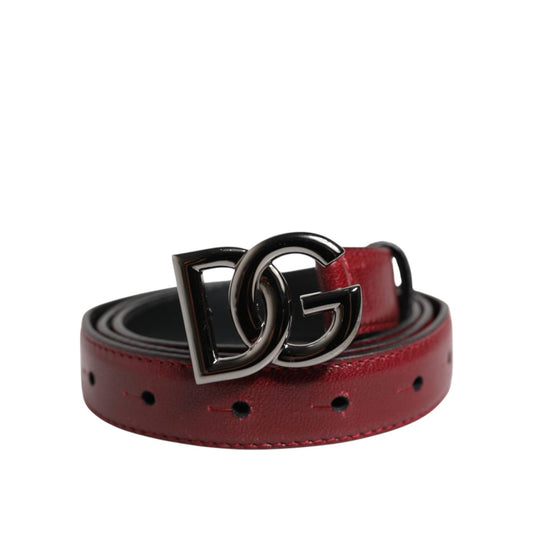 Dolce & Gabbana Red Classic Metal DG Logo Buckle Belt BEL9403-85