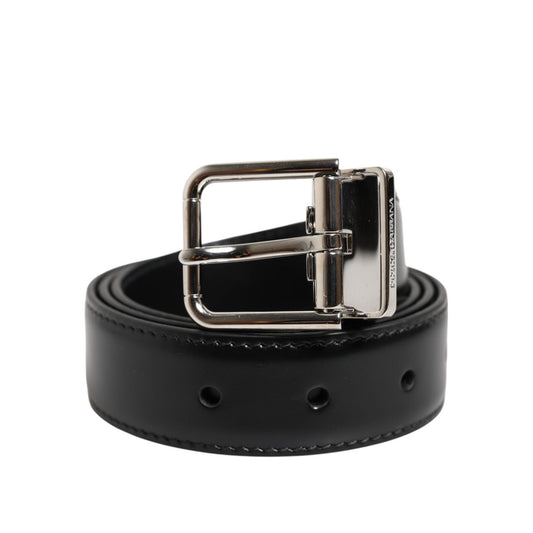 Dolce & Gabbana Black Classic Leather Metal Buckle Belt BEL9427-85