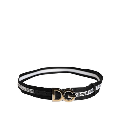 Dolce & Gabbana Black Cotton Metal DG Logo Gold Buckle Belt