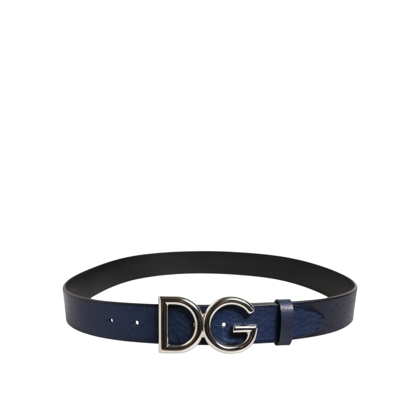 Dolce & Gabbana Blue Classic Silver Metal DG Logo Buckle Belt