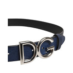 Dolce & Gabbana Blue Classic Silver Metal DG Logo Buckle Belt