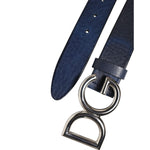Dolce & Gabbana Blue Classic Silver Metal DG Logo Buckle Belt