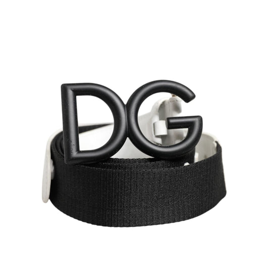 Dolce & Gabbana Black White Metal DG Logo Buckle Belt BEL9477-105