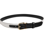 Dolce & Gabbana Black White Patchwork Gold Metal Buckle Belt WMB525-85