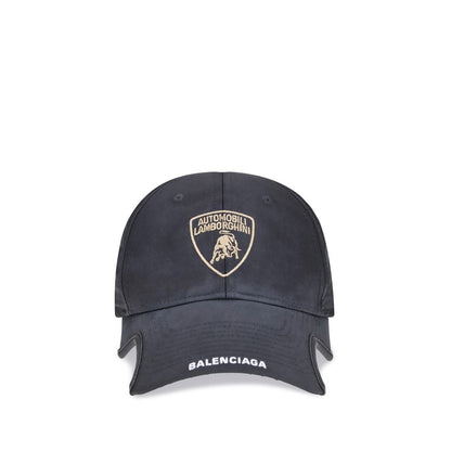 Balenciaga Black Cotton Cap (Baseball Hat)