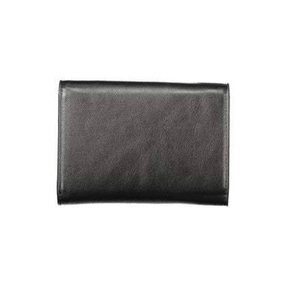 Mario Valentino Black Polyethylene Women Wallet - sleek, stylish, and sophisticated black wallet showing back view.