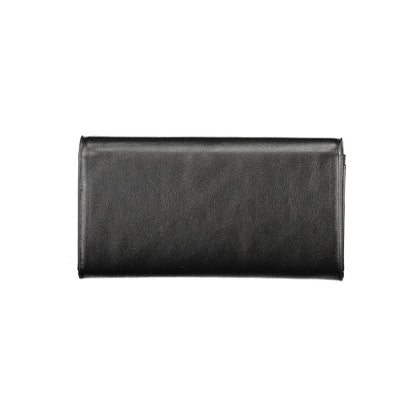 Mario Valentino Black Polyethylene Women Wallet, elegant design with secure compartments and iconic logo