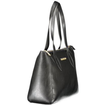 Mario Valentino Black Polyethylene Women Handbag with zip closure and dual handles, ideal for urban sophistication and practicality.