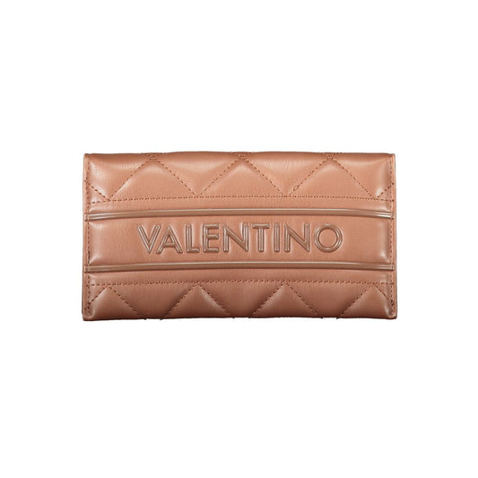 Mario Valentino Brown Polyethylene Women Wallet with stylish design and secure compartments for cards and coins, featuring chic zip and closure.