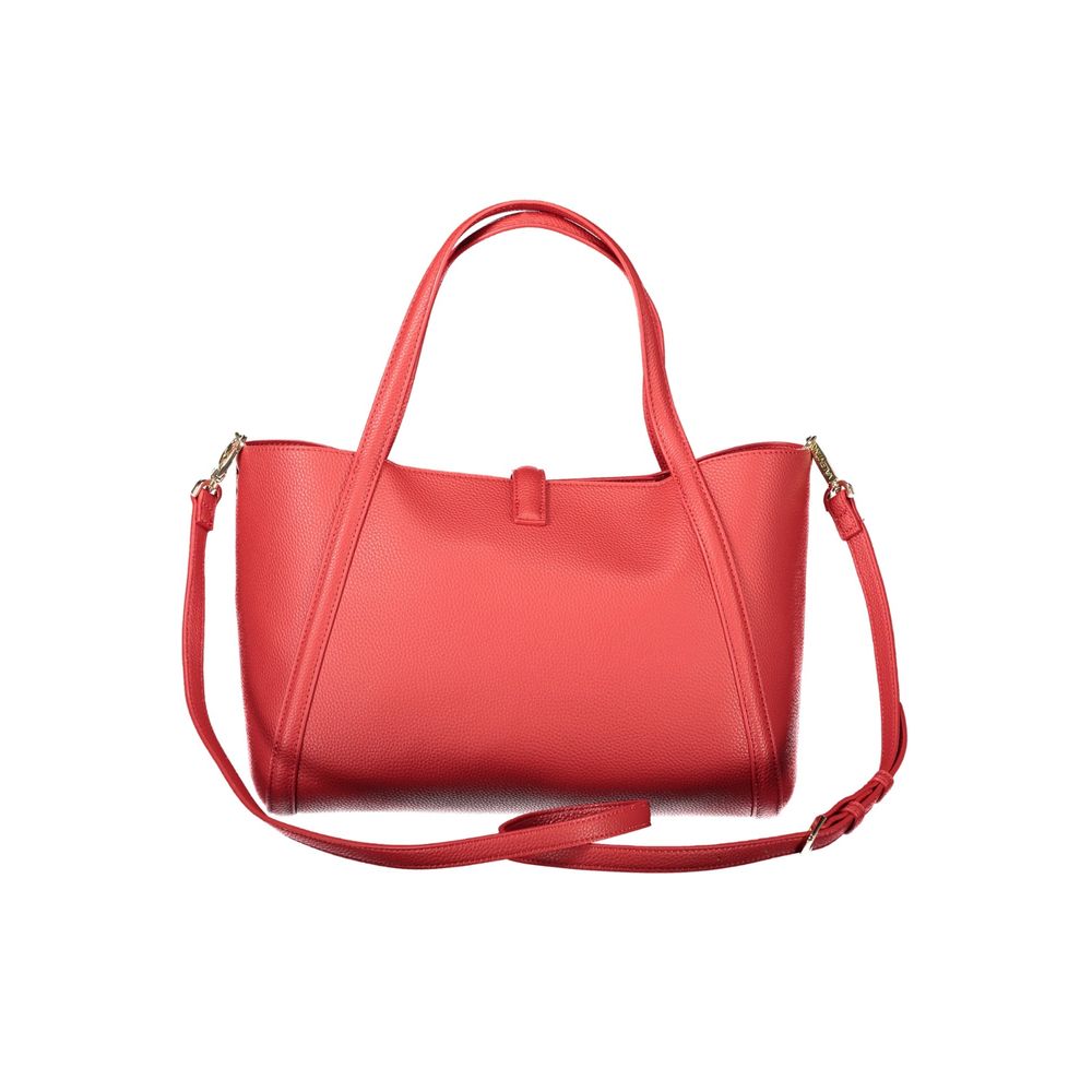 Mario Valentino Red Polyethylene Women Handbag with handles and shoulder strap on white background