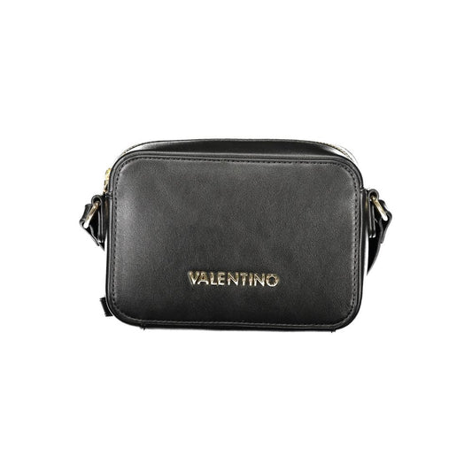 Mario Valentino Black Polyethylene Women Handbag with logo and adjustable strap, showcasing Italian elegance and functionality.