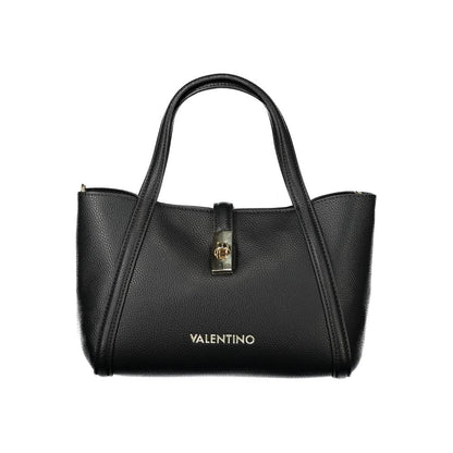 Elegant Mario Valentino Black Polyethylene Women Handbag with dual handles and removable pouch for stylish organization