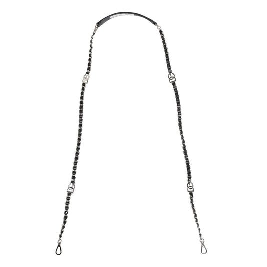 Dolce & Gabbana Black Leather DG Logo Chain Bag Shoulder Strap WMB451