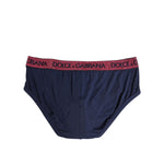Dolce & Gabbana Blue Red Logo Stretch Regular Brief Underwear