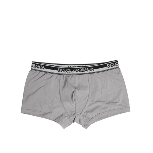 Dolce & Gabbana Gray Cotton Stretch Regular Boxer Underwear
