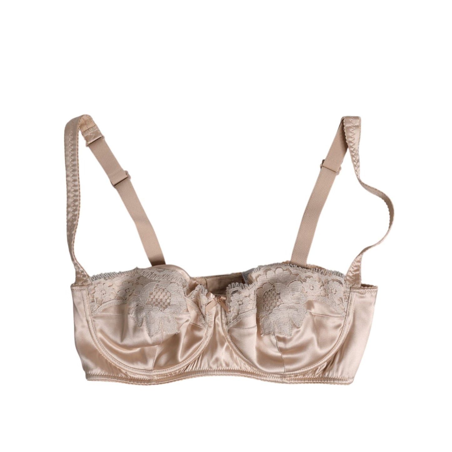 Dolce & Gabbana Biege Silk Underwired Balconette Bra Underwear