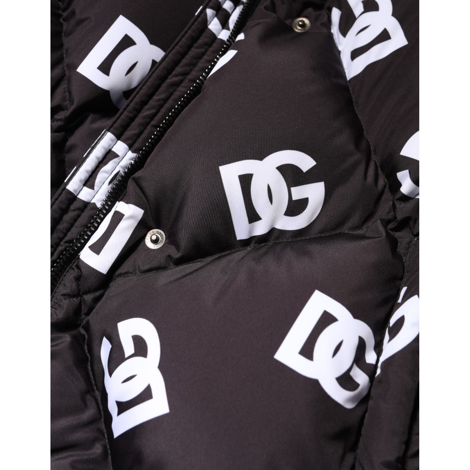 Dolce & Gabbana Black DG Mania Puffer Quilted Long Coat Jacket
