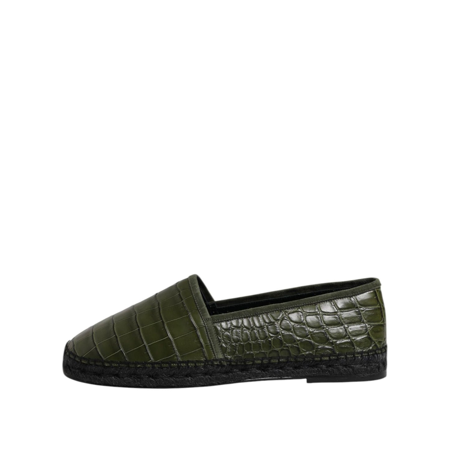 Dolce & Gabbana Green Exotic Leather Espadrilles Slip On Shoes