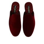Dolce & Gabbana Red Viscose Velvet Slides Flat Slipper Shoes MV7557-43