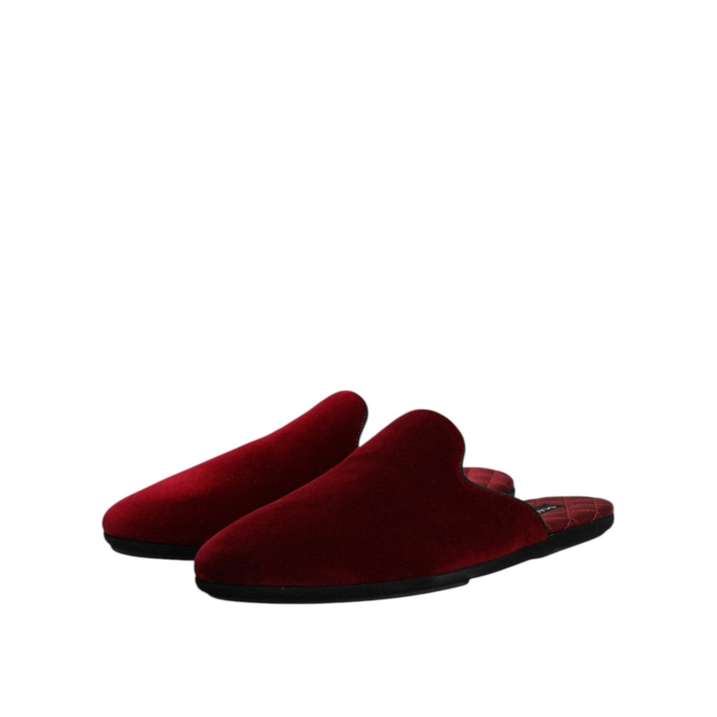Dolce & Gabbana Red Viscose Velvet Slides Flat Slipper Shoes MV7557-43