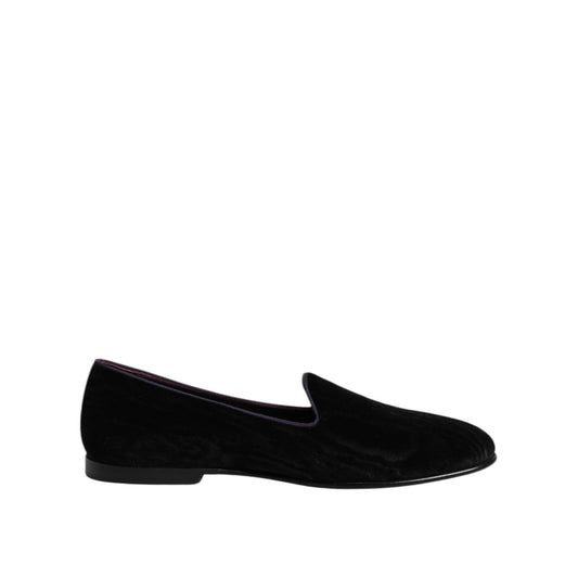 Dolce & Gabbana Black DG Crown Embroidery Loafers Slip On Shoes MV7574-42