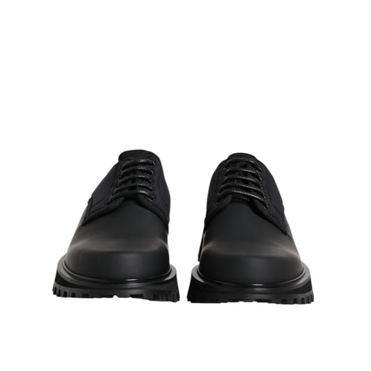 Dolce & Gabbana Black Leather Lace Up Trekking Dress Shoes MV7576-42