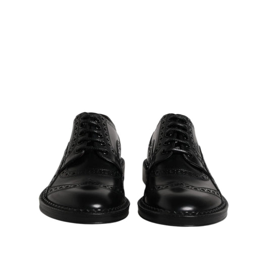 Dolce & Gabbana Black Calf Leather Derby Formal Dress Shoes MV7585-41.5