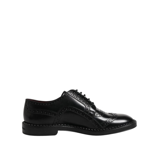 Dolce & Gabbana Black Calf Leather Derby Formal Dress Shoes MV7585-41.5