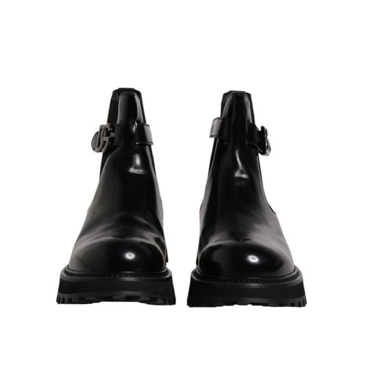 Dolce & Gabbana Black Belted DG Logo Men Chelsea Boots Shoes MV7578-44