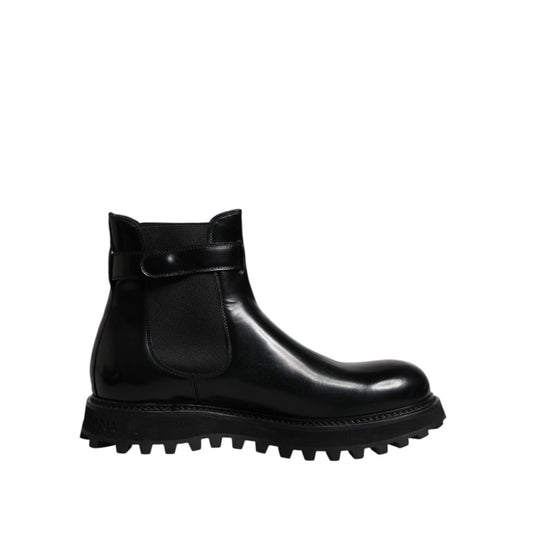 Dolce & Gabbana Black Belted DG Logo Men Chelsea Boots Shoes MV7578-44