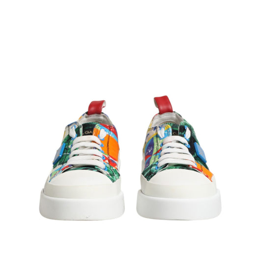 Dolce & Gabbana Multicolor Patchwork Low Top Sneakers Shoes LA12721-38.5