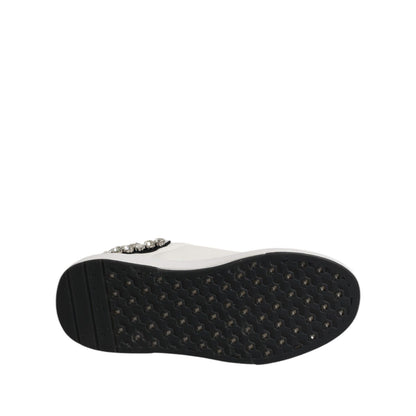 John Richmond White Rhinestone Embellished Sneakers Shoes