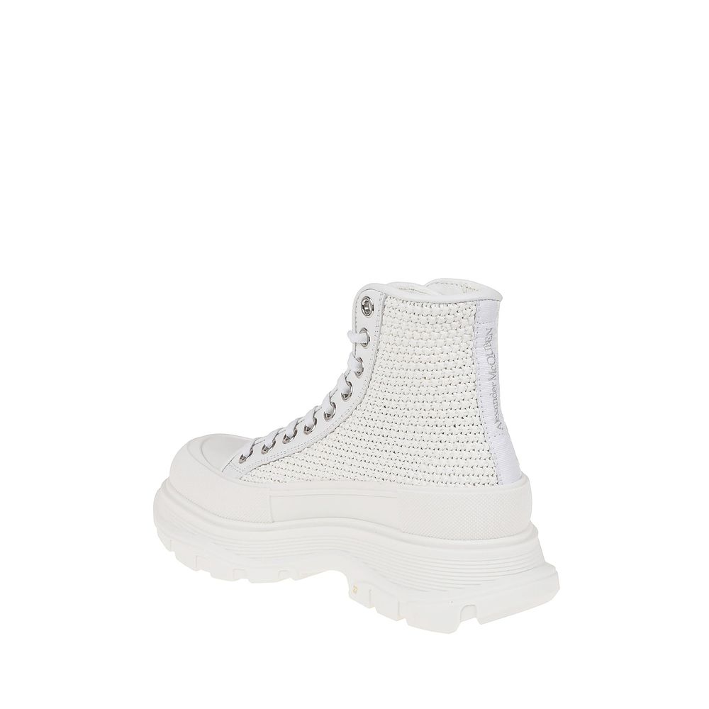 Alexander McQueen White Raffia High Top Sneakers