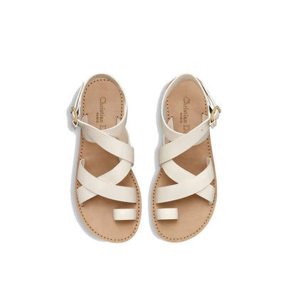 Dior White Calfskin Flat Sandals