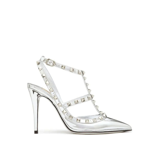 Valentino Garavani Silver Leather High Heel Pumps