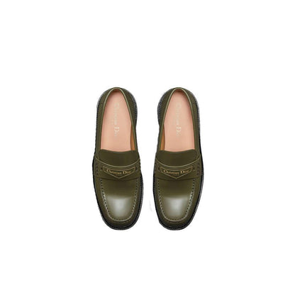 Dior Green Calfskin Slip-On Loafers