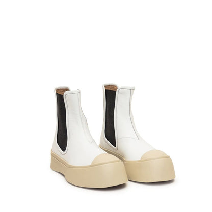 Marni White Calfskin Chelsea Boots