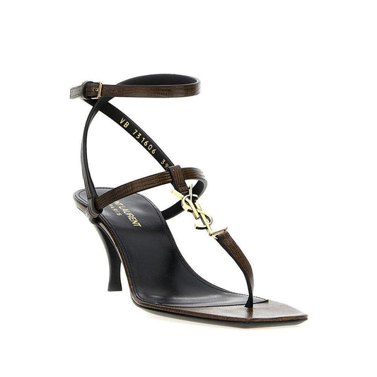 Saint Laurent Cassandra Leather Flip-Flop Sandals SA-8735555584212-EU36/US6