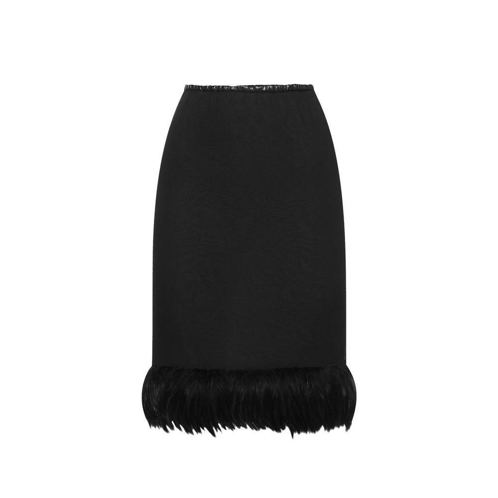 Saint Laurent Feathers Trim Silk Skirt SA-8736562970836-42