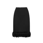 Saint Laurent Feathers Trim Silk Skirt SA-8736562970836-42