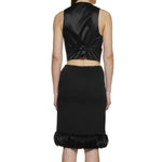 Saint Laurent Feathers Trim Silk Skirt SA-8736562970836-42
