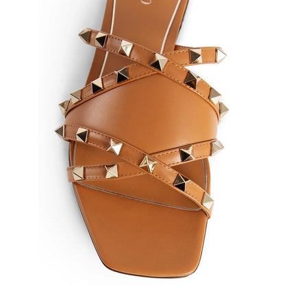 Valentino Garavani Brown Calfskin Strap-On Sandals