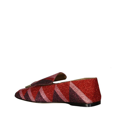 Sergio Rossi Red Fabric Slip-On Loafers