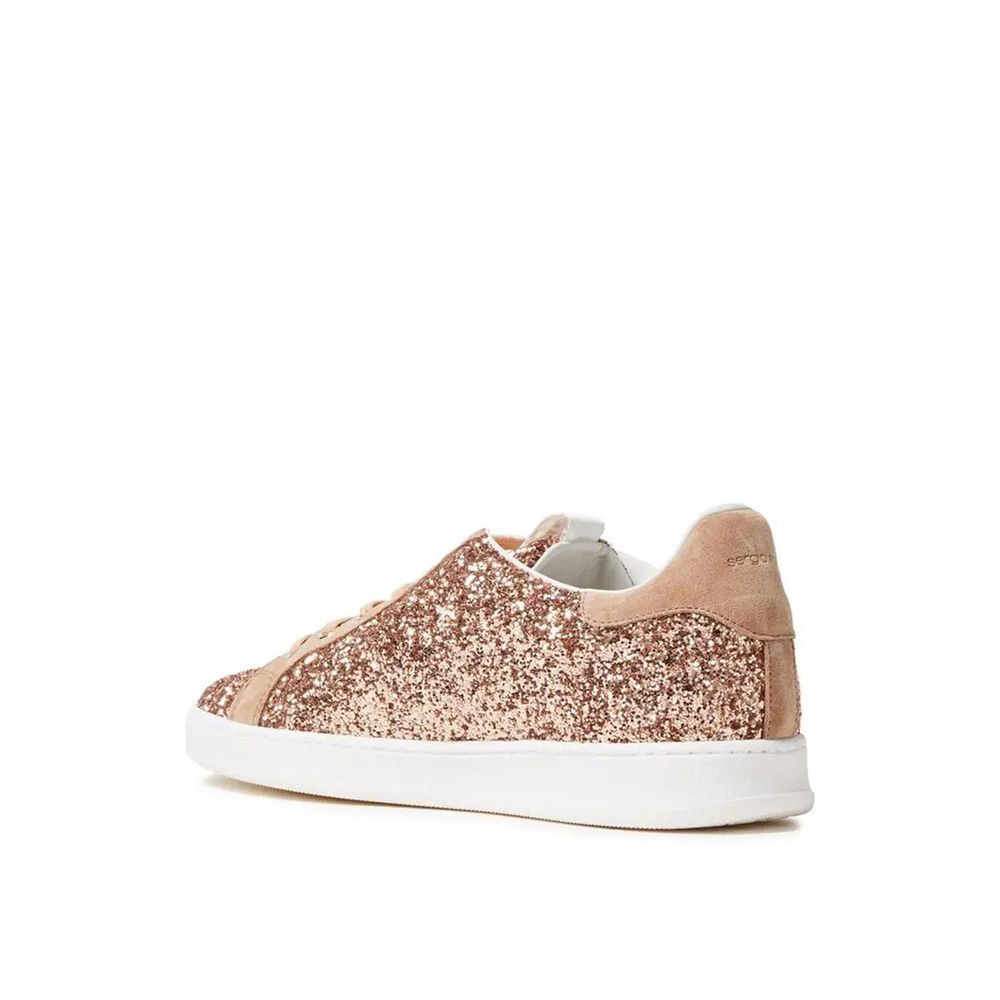 Sergio Rossi Rose Gold Fabric Low Top Sneakers
