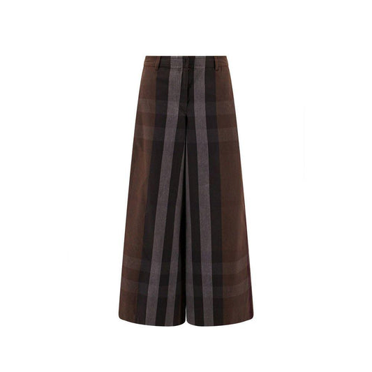 Burberry Checked Wide Leg Canvas Pants BU-8736293880020-38
