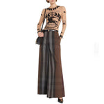 Burberry Checked Wide Leg Canvas Pants