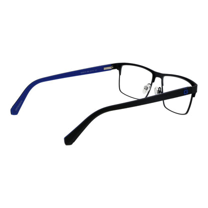 Guess Black Metal Glasses (Frames) for men in full-rim browline style with black metal frame and plastic demo lenses.