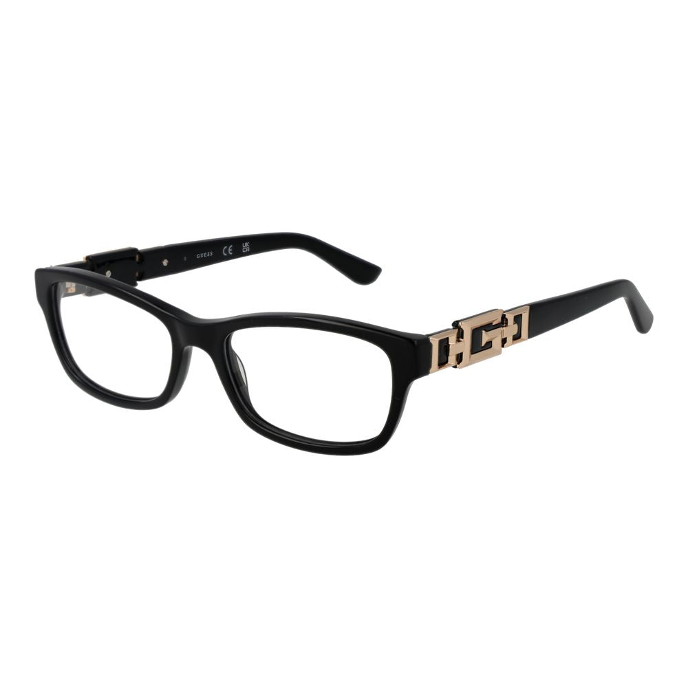 Guess Black Women Glasses Frame in acetate full-rim style with demo lenses and branded case included.