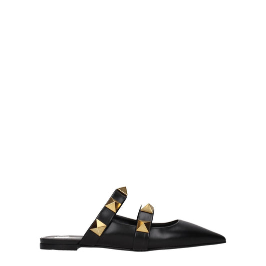 Valentino Garavani Black Leather Mules VA-8547207643401-EU35.5/US5.5