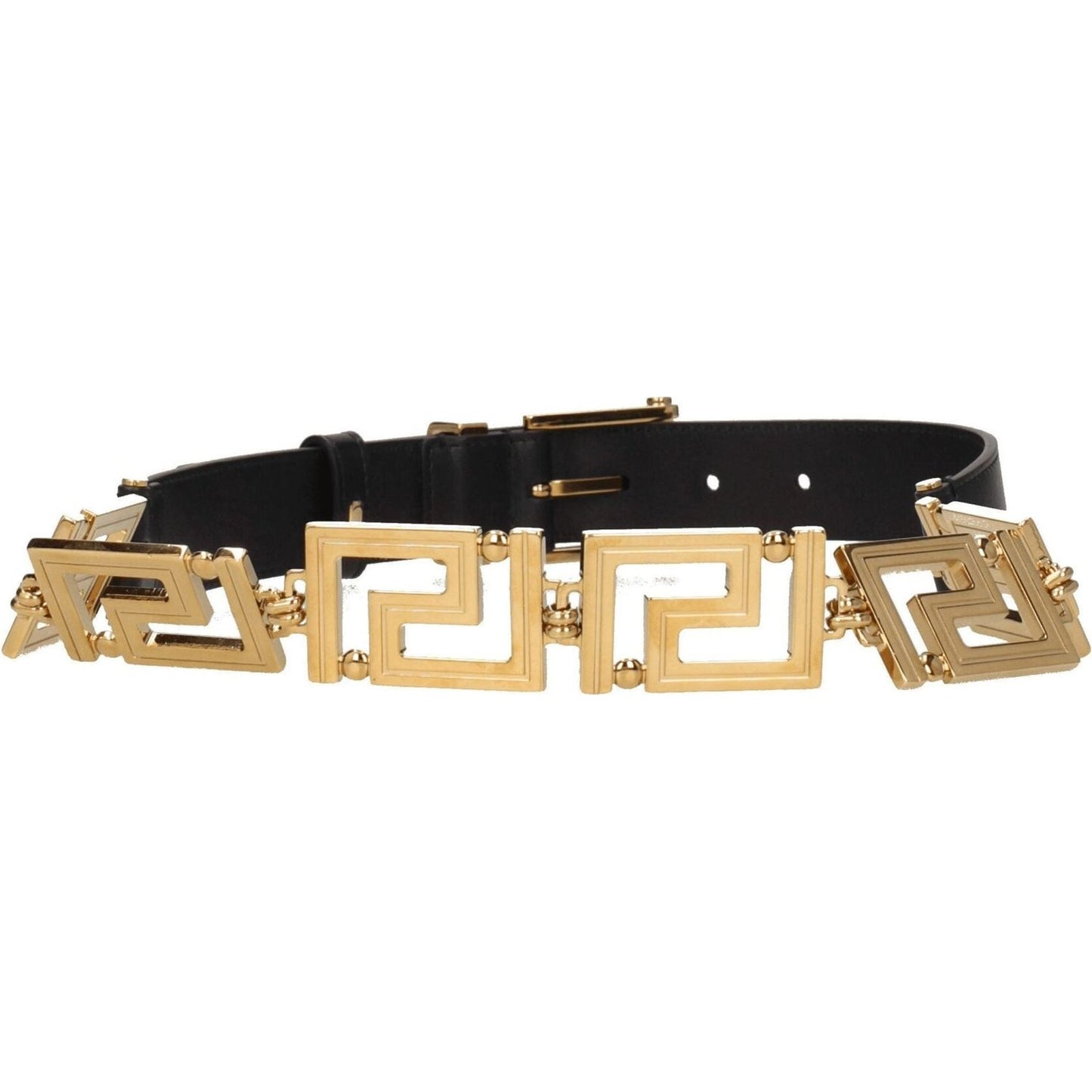 Versace Black Leather Regular Belts VE-8547275669769-80 CM / 32 INCHES